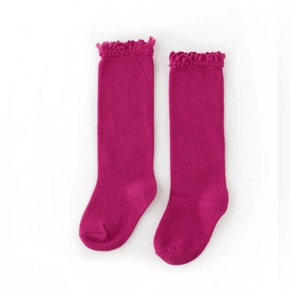 Little Stocking Co Lace Top and Cable Knit Knee High Socks - Little OOMA